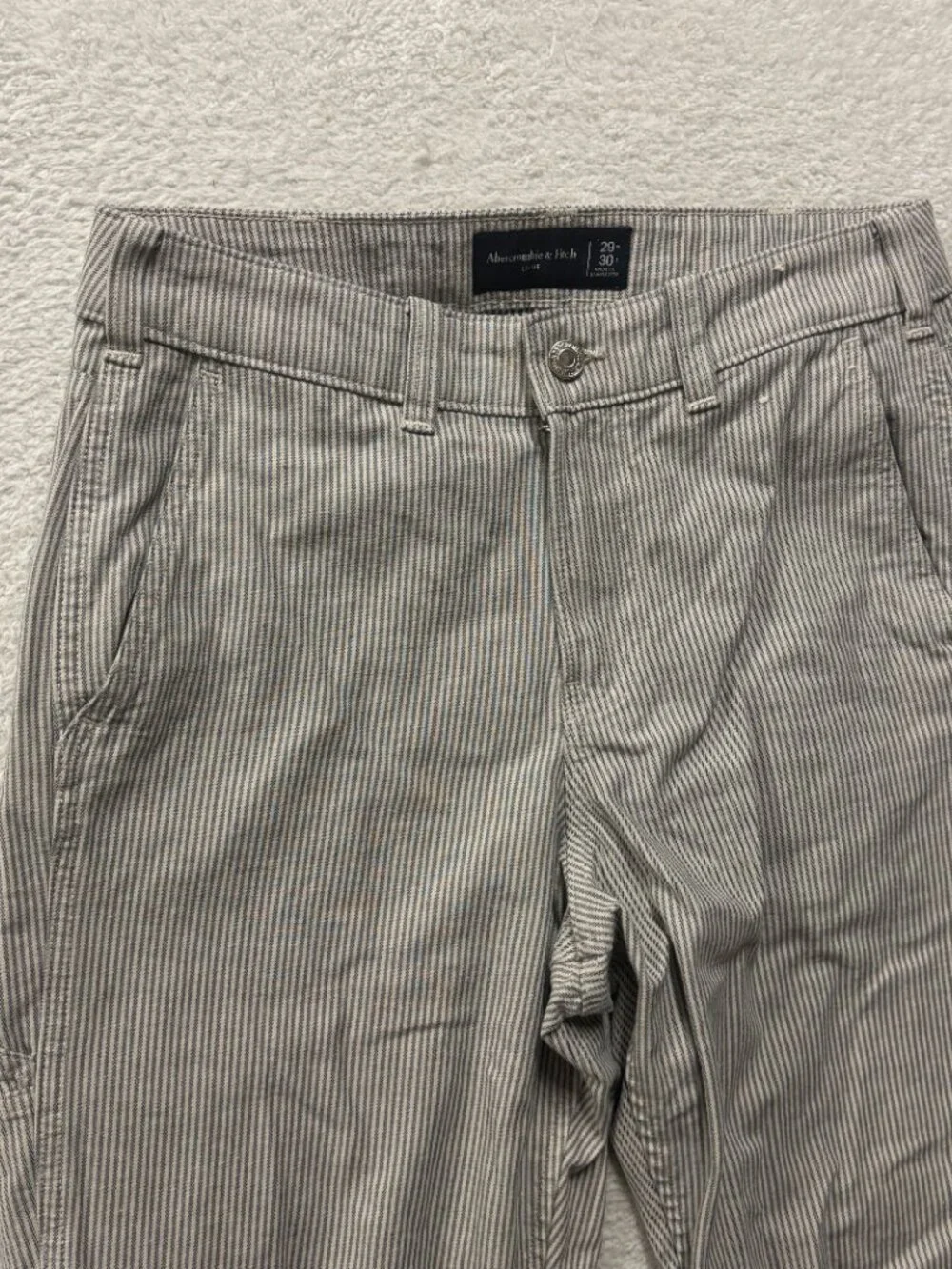 Abercrombie & Fitch Loose Carpenter Pants Mens 29x30 Striped Hickory Seersucker
